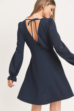 Load image into Gallery viewer, Navy Classy Back Tie Midi Dress