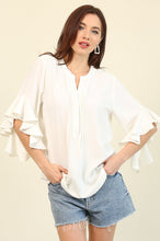 Load image into Gallery viewer, Ivory Ruffled Bell Sleeve Top
