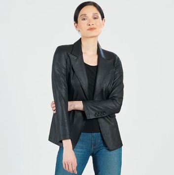 Black Liquid Leather Blazer
