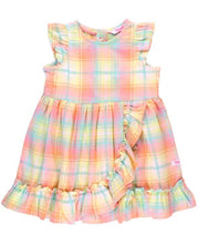 Load image into Gallery viewer, Rainbow Plaid Ruffle Detail Dress Woven