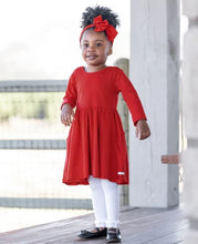 Load image into Gallery viewer, Classic Red Knit Twirl Dress