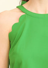 Load image into Gallery viewer, Kelly Green Scalloped Detail Halter Neck