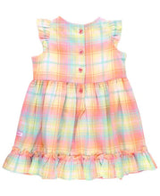 Load image into Gallery viewer, Rainbow Plaid Ruffle Detail Dress Woven
