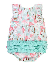 Load image into Gallery viewer, Vibrant Flamingo Classic Ruffle Romper