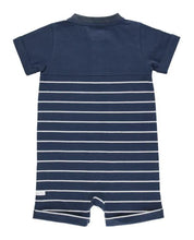 Load image into Gallery viewer, Navy and Gray Stripe Henley Romper