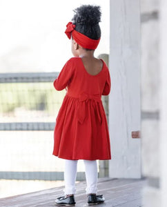 Classic Red Knit Twirl Dress