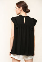 Load image into Gallery viewer, Black Ruffled Sleeve Top