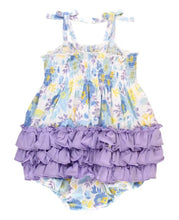Load image into Gallery viewer, Pristine Blooms Ruched Tie Bubble Romper