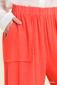 Coral Wide Frayed Pants